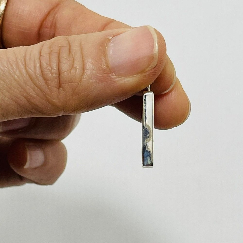 925 Solid Sterling Silver Pendant Bar Rectangular… - image 3